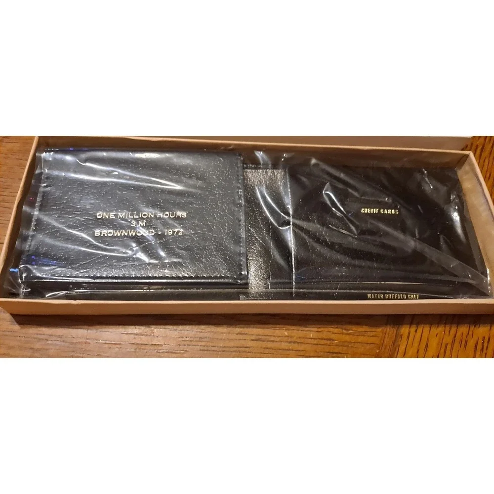 3M Service Award 1972 1million Hours Black Wallet Water Buffalo Calf LeUsed.